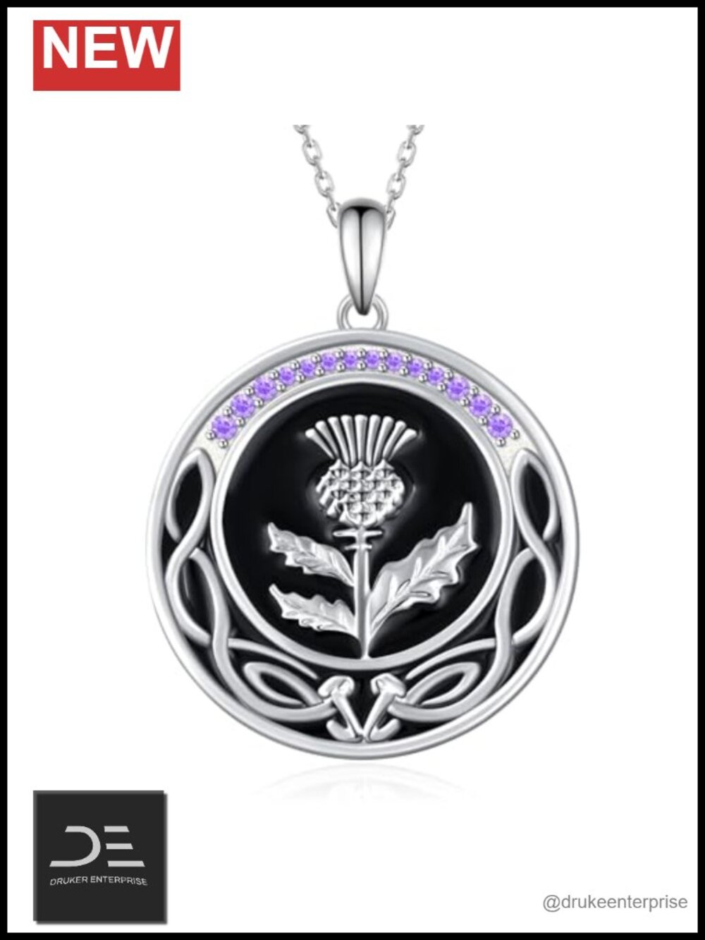 Scottish Thistle Necklace 925 Sterling Silver Pendant Necklace Gift Women